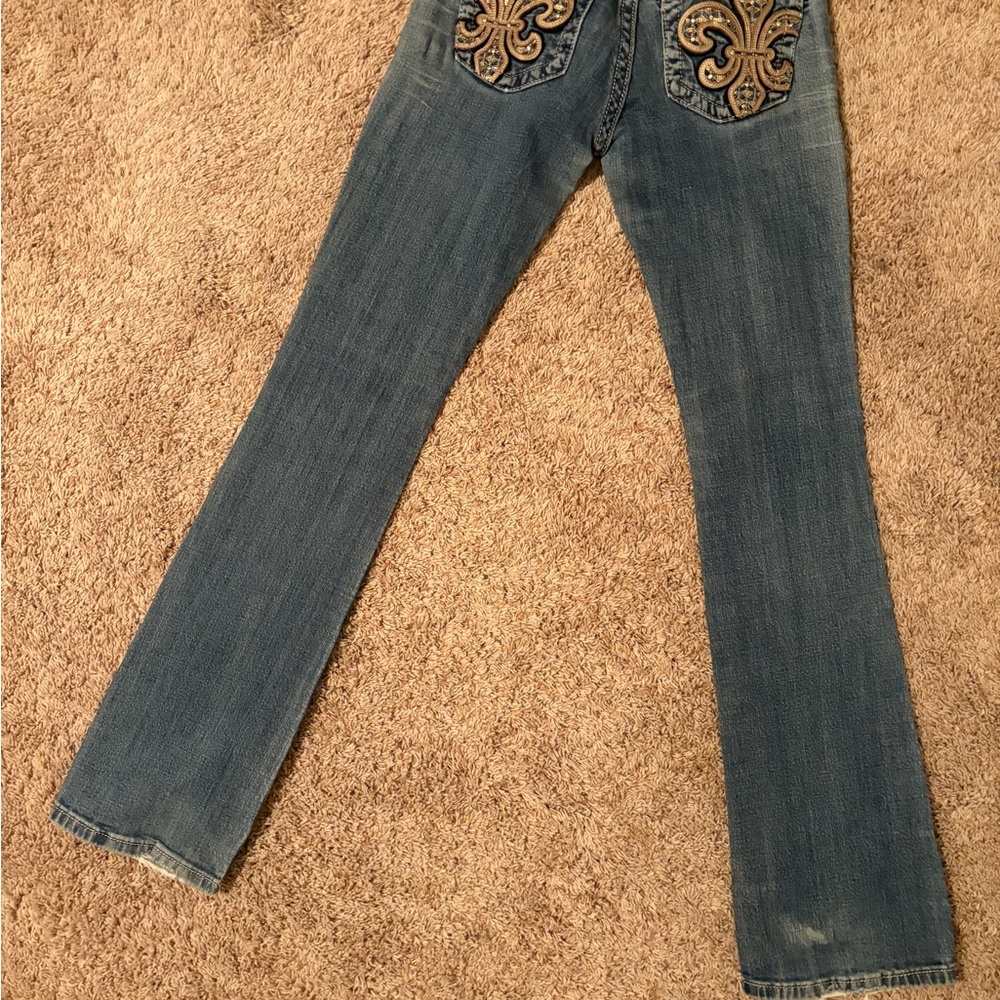 Miss Me Blue Boot Cut Jeans with Embroidery